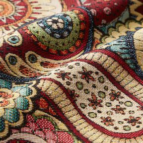 Dekostoff Gobelin abstraktes Paisley – hellbeige/karminrot, 