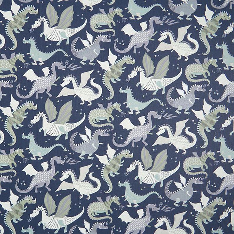 Baumwollstoff Cretonne Drachen & Ungeheuer – anthrazit/grün,  image number 1
