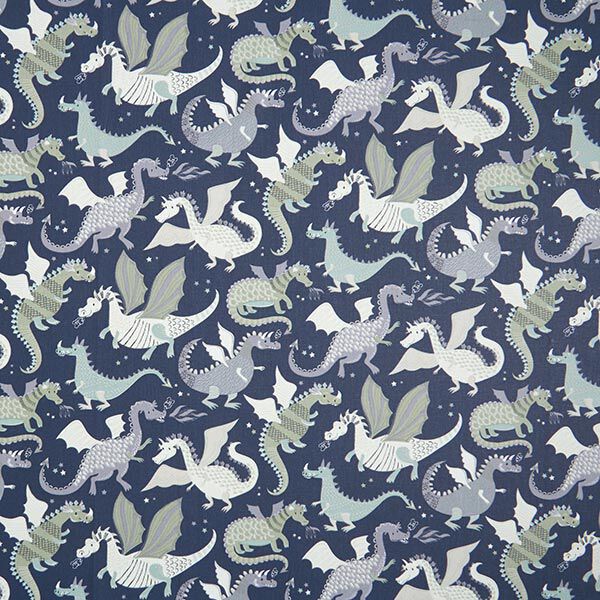 Baumwollstoff Cretonne Drachen & Ungeheuer – anthrazit/grün,  image number 1