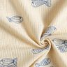 Musselin/ Doppel-Krinkel Gewebe gestickte Fische | Poppy Fabrics – wollweiss/königsblau,  thumbnail number 3