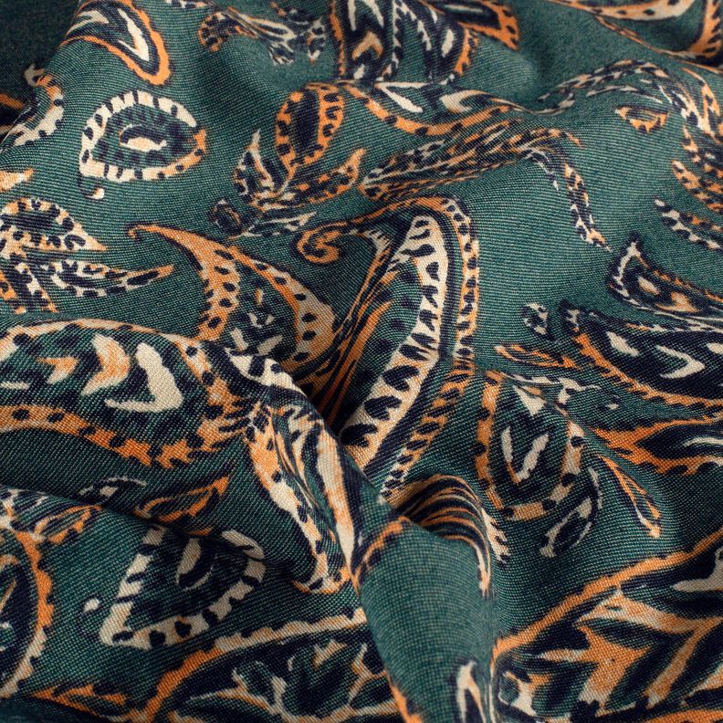 Romanit Jersey Paisley – blautanne/pfirsichorange,  image number 2