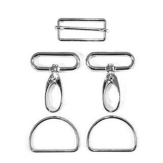 Taschen Zubehör Set [ 5-teilig | 40 mm] – silber metallic, 