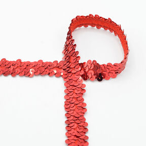 Elastische Paillettenborte [20 mm] – rot, 