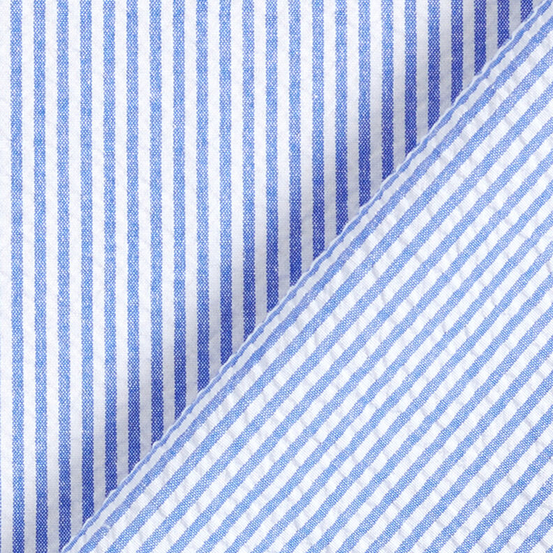 Seersucker Baumwollmix Streifen – königsblau/wollweiss,  image number 4