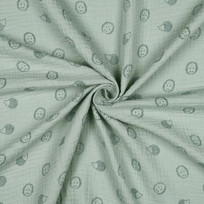 Musselin/ Doppel-Krinkel Gewebe Igel | Poppy Fabrics – hellmint/dunkelgrün, image number 3