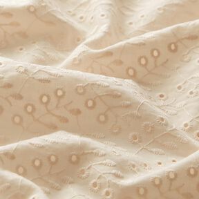 Batist Lochstickerei Blätterranken – creme, 
