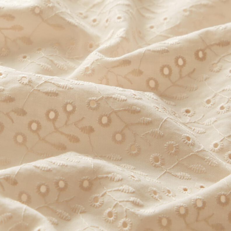 Batist Lochstickerei Blätterranken – creme,  image number 2