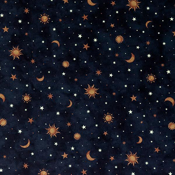 Dekostoff Glow in the Dark Nachthimmel – gold/marineblau,  image number 13
