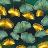 Baumwolljersey Ginkgo | Glitzerpüppi – dunkelgrün/altgold,  thumbnail number 1