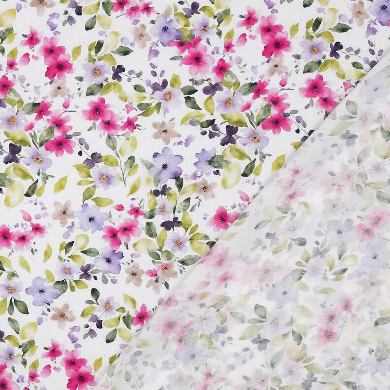 Viskosestoff zarte Blumen &ndash; weiss,  image number 4