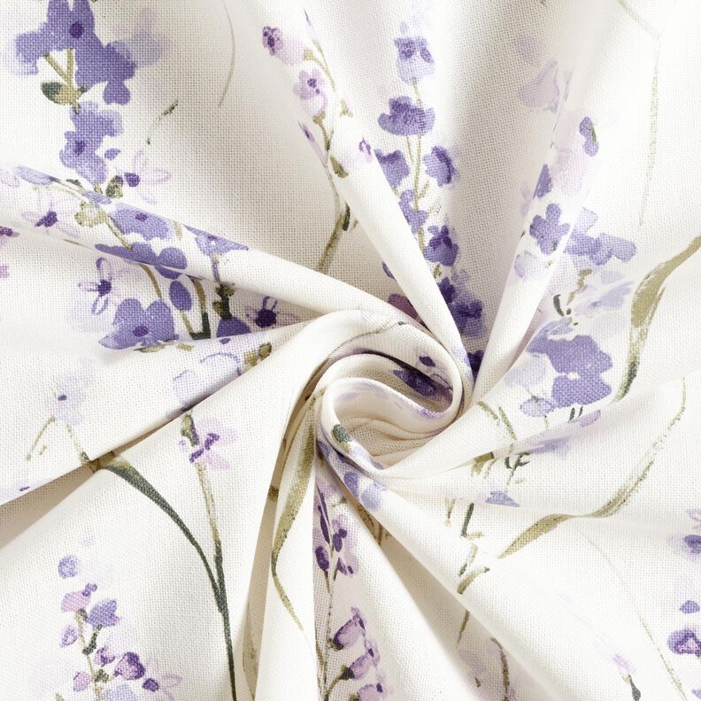 Dekostoff Halbpanama Lavender-Feld – elfenbein/flieder,  image number 3