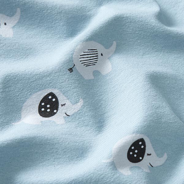 Baumwolljersey Baby-Elefanten – hellblau | Reststück 50cm