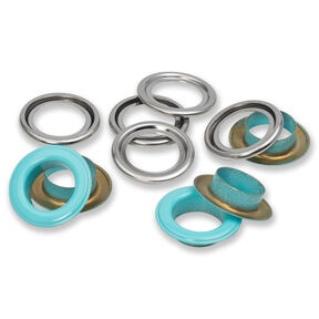 Ösen mit Scheiben [15 Stück | Ø 14 mm] | Prym – mint/silber metallic, 