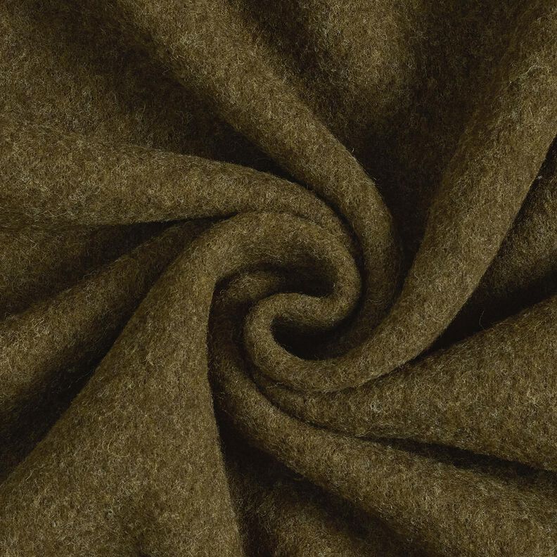 Woll-Fleece reine Schurwolle Uni – dunkeloliv, image number 1