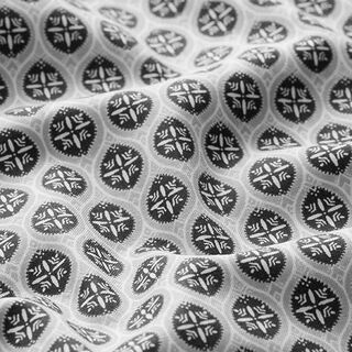 Baumwollstoff Cretonne Fliesenornamente – grau/anthrazit, 