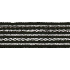 Gestreiftes Gummiband [ Breite: 25 mm ] – schwarz/silber, 
