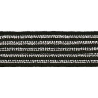 Gestreiftes Gummiband [ Breite: 25 mm ] – schwarz/silber, 