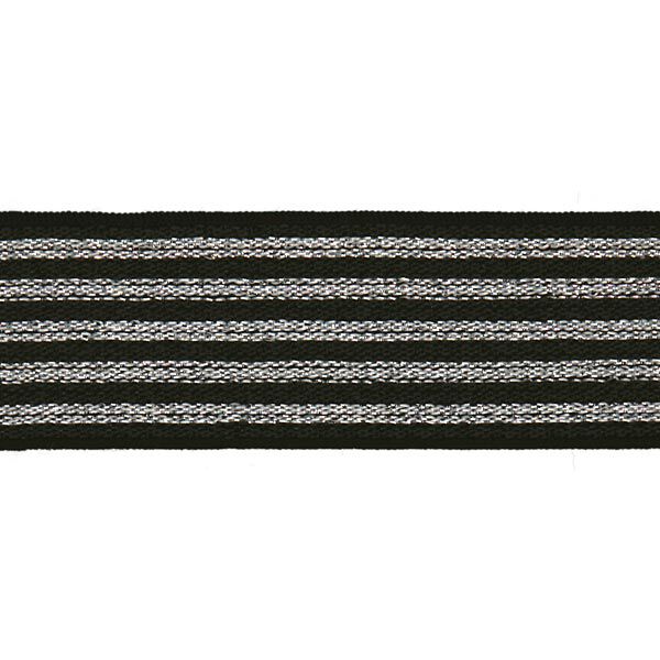 Gestreiftes Gummiband [ Breite: 25 mm ] – schwarz/silber,  image number 1