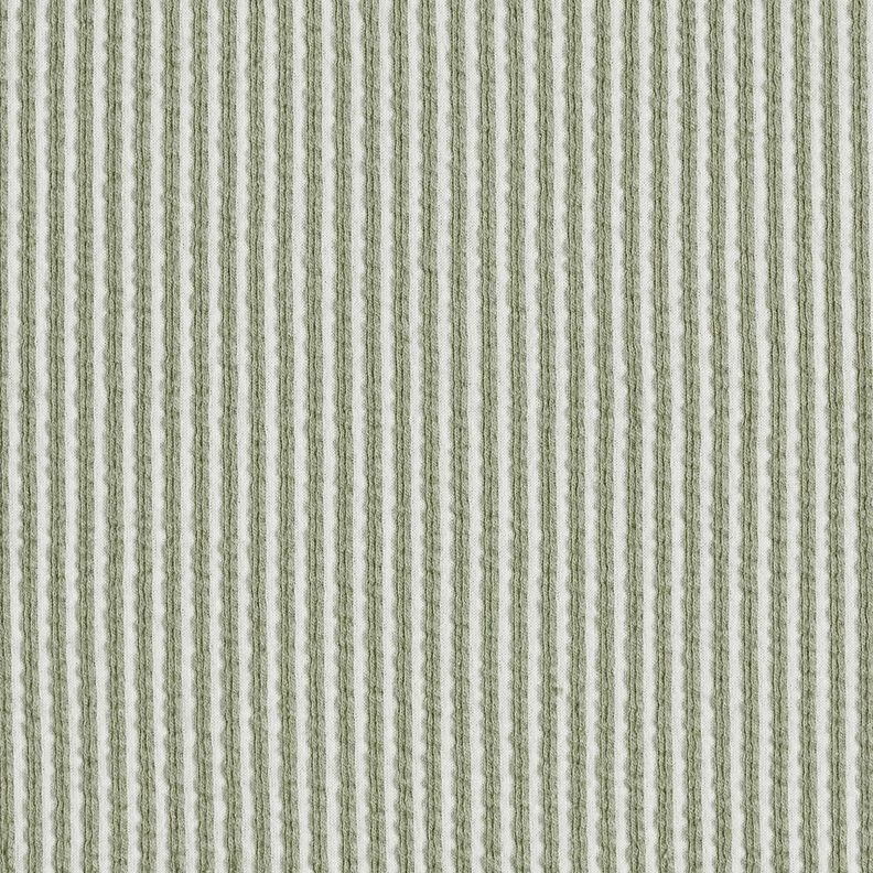 Baumwolljersey Seersucker feine Streifen – schilf/weiss,  image number 1