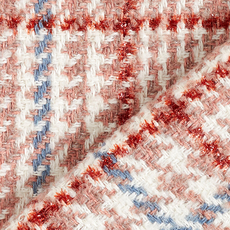Mantelstoff Karo & Hahnentritt – weiss/altrosa,  image number 4