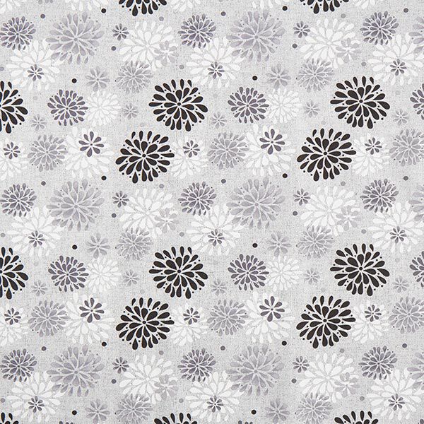 Dekostoff Canvas Blumen – grau/weiss, image number 1
