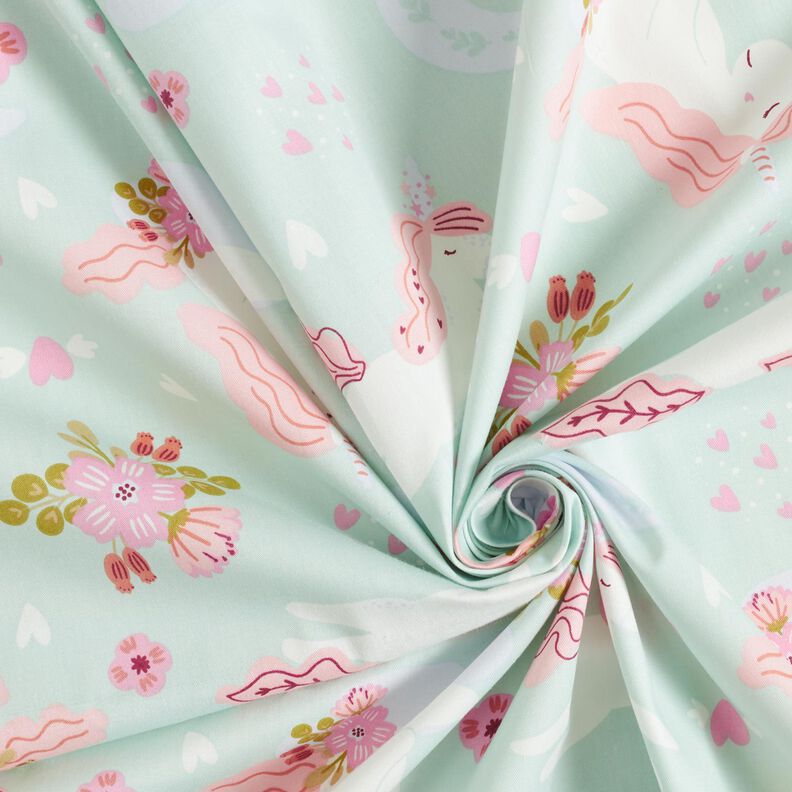 Popeline Einhorn – babyblau/hellrosa,  image number 3