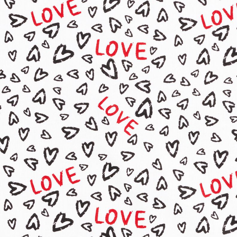 Baumwollstoff Cretonne Love – weiss/schwarz,  image number 1