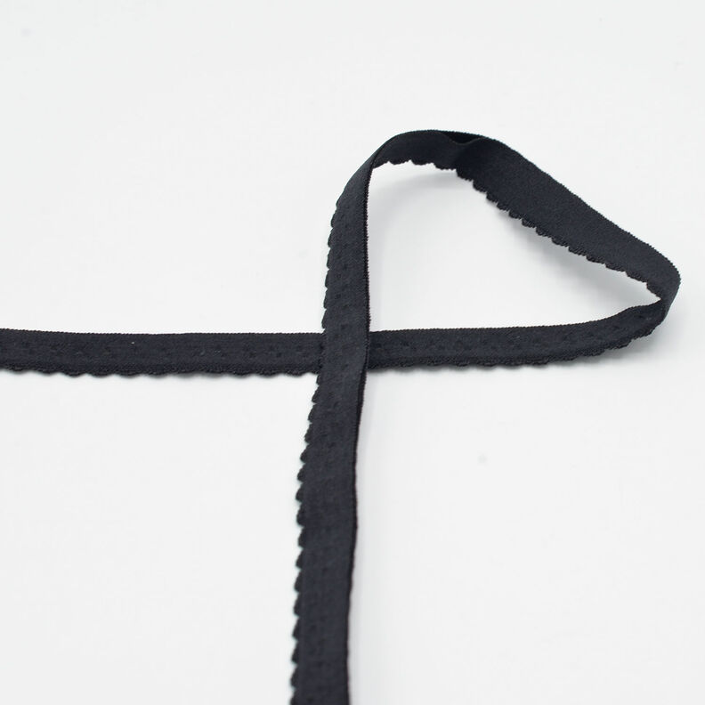 Elastisches Einfassband Spitze [20 mm] – schwarz,  image number 1