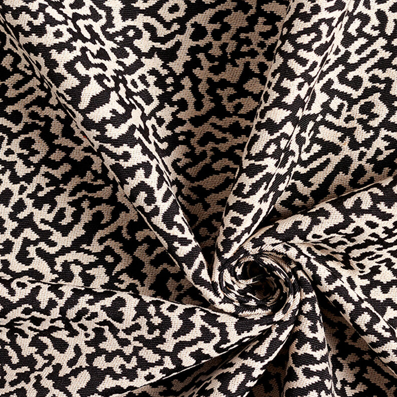 Möbelstoff Jacquard abstraktes Leomuster groß – schwarz/sand,  image number 3