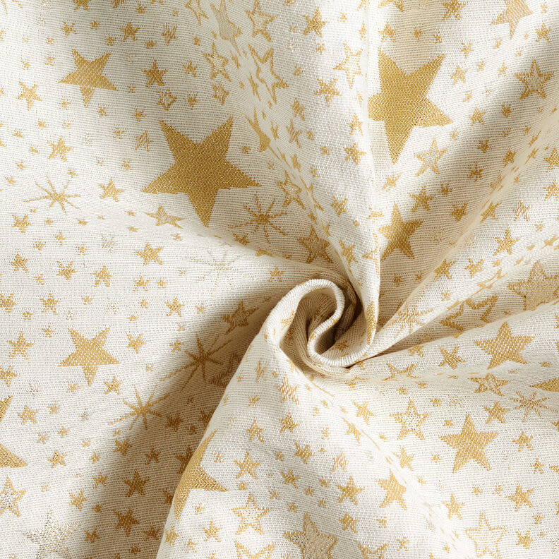 Dekostoff Jacquard Lurex Sternenmeer – hellbeige/gold, image number 3