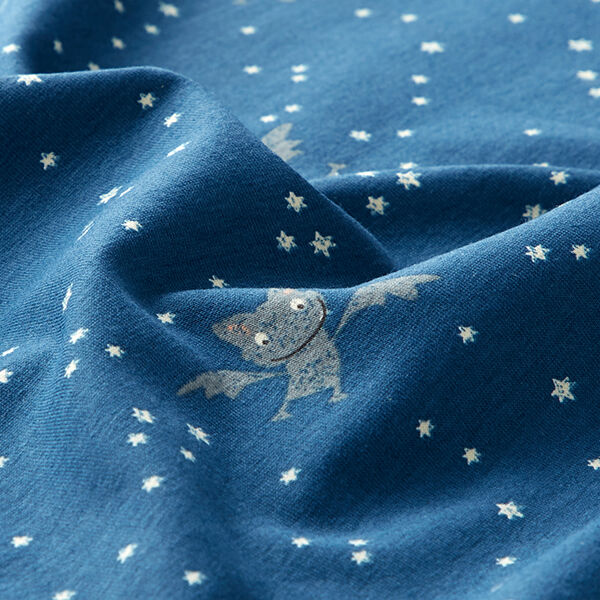 Baumwolljersey freche Fledermaus – jeansblau,  image number 2