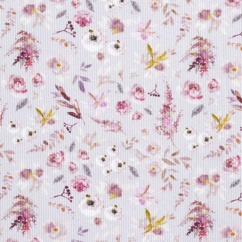 Rippenjersey zarte Wildblumen Digitaldruck – pastellflieder/rotlila,  image number 1