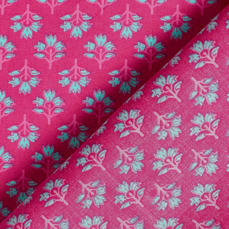 Baumwoll Voile Blumenfaecher, pink &ndash; intensiv pink/eukalyptus,  image number 4