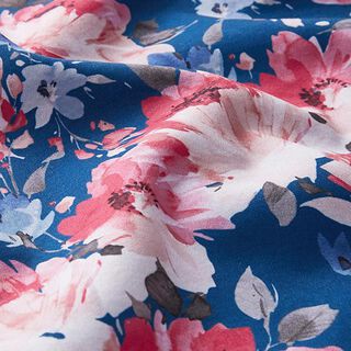 Softshell Aquarell Blumen Digitaldruck – hellpetrol/purpur, 