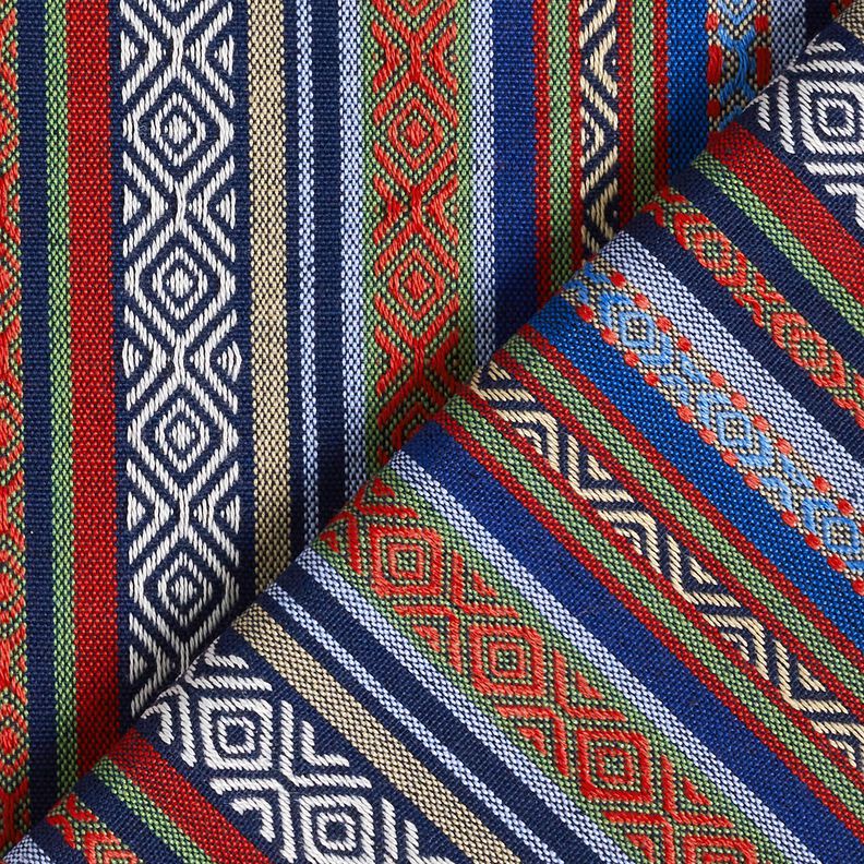 Dekostoff Jacquard abstrakte Streifen – marineblau/karminrot, image number 4