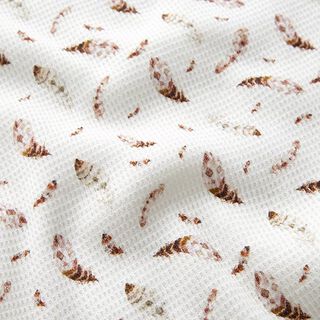 Waffeljersey Federn Digitaldruck – weiss, 