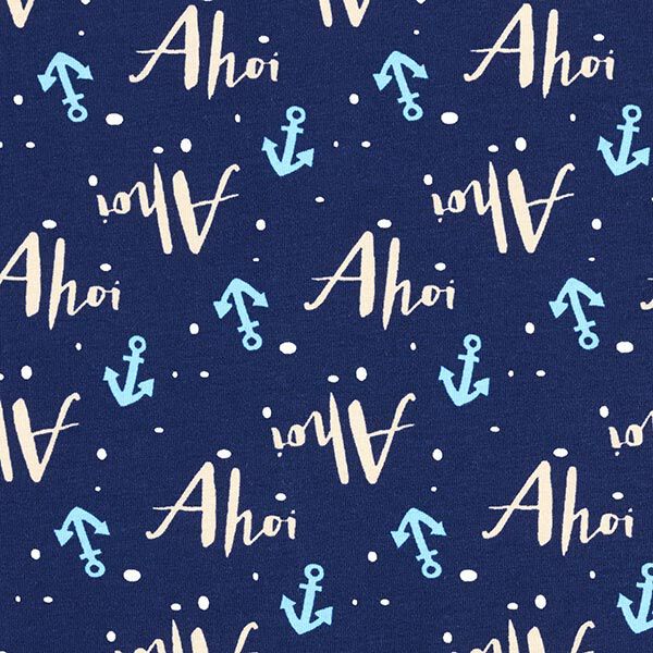 Baumwolljersey Ahoi – marineblau/hellbeige, image number 1