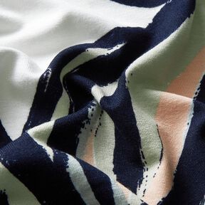 Viskosejersey große Blätter – elfenbein/nachtblau, 