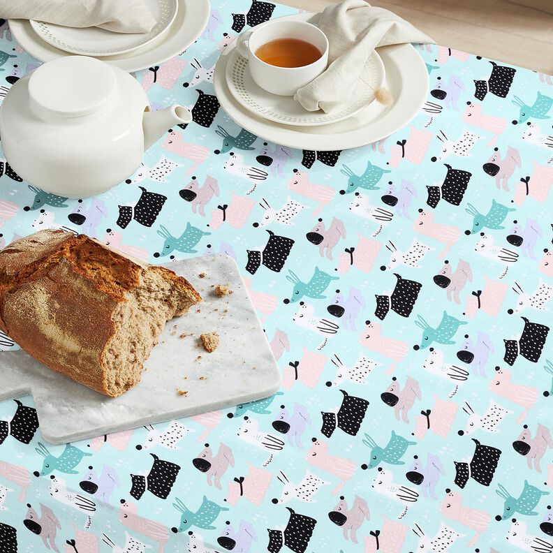 Baumwollstoff Cretonne abstrakte Hunde – himmelblau/rosé, image number 6