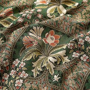 Dekostoff Gobelin Blumenornamente – grün/hellorange, 