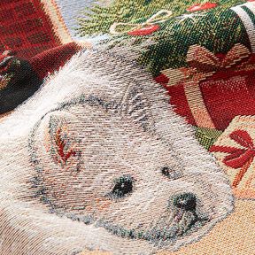 Dekopanel Gobelin Hund am Festtag – grün/rot, 