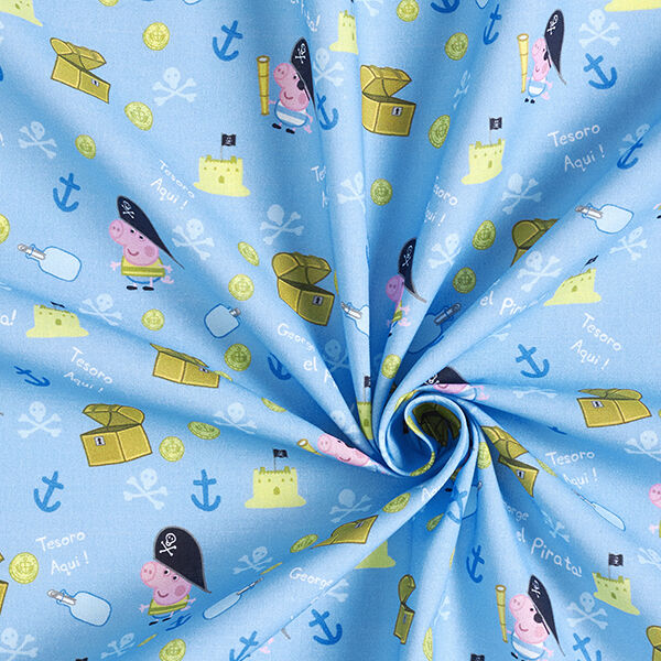 Cretonne Lizenzstoff Peppa Pig George Pirate | ABC Ltd. – hellblau, image number 3