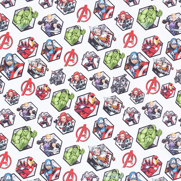 Cretonne Lizenzstoff Avengers Motivkacheln | Marvel – weiss,  image number 1