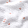 Musselin/ Doppel-Krinkel Gewebe verstreute Herzen – weiss/roségold,  thumbnail number 2