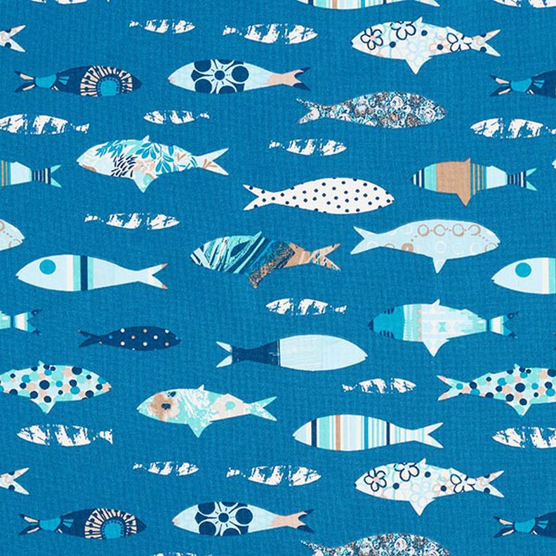 Baumwollstoff Cretonne abstrakte Fische – blau,  image number 1