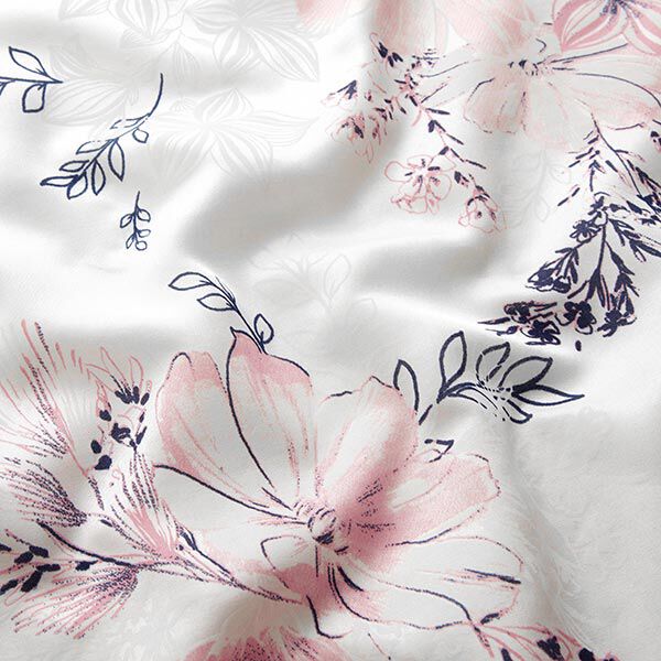Seiden-Viskose-Satin große Blumensträuße – weiss, image number 2