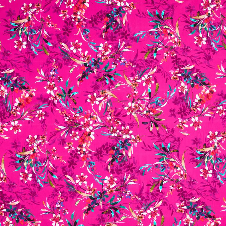 Badeanzugstoff Aquarellblumen – purpur/weiss,  image number 1