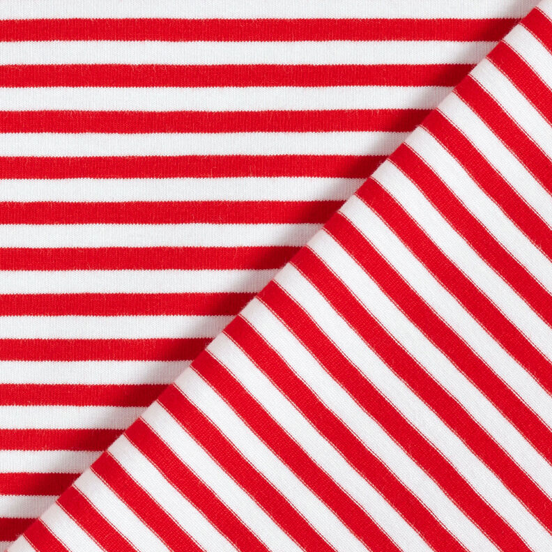 Baumwolljersey schmale Streifen – rot/weiss,  image number 4