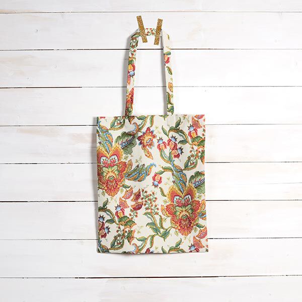 Dekostoff Canvas orientalische Blumenornamente 280 cm – natur/grün, image number 6
