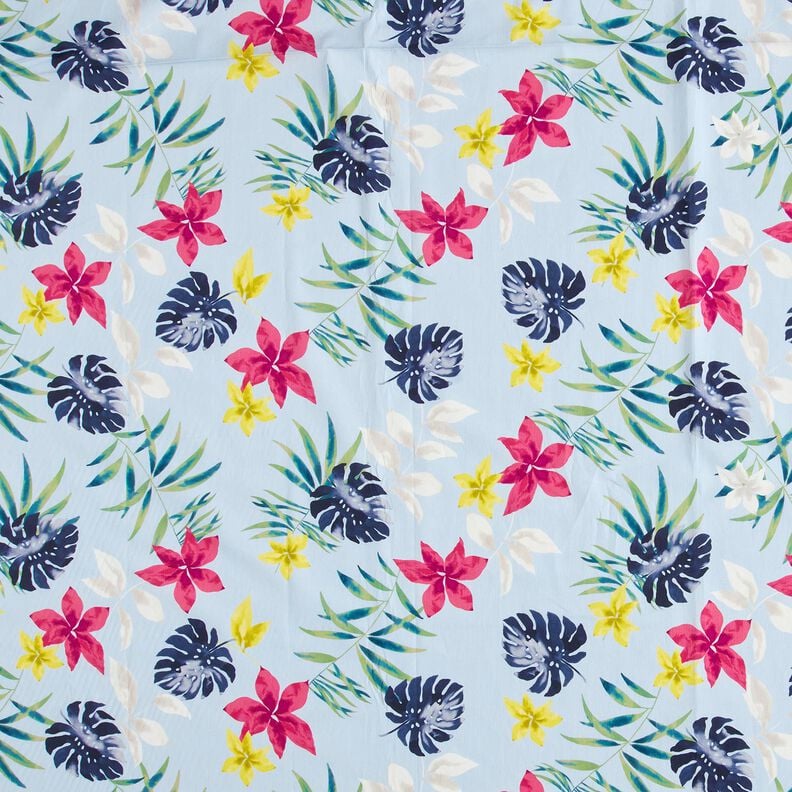 Baumwollstoff Tropenblumen – hellblau, image number 1